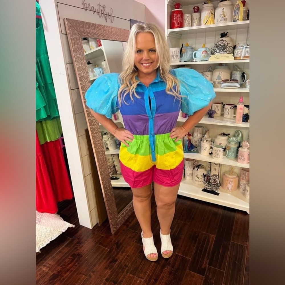 Queen of sparkles rainbow romper